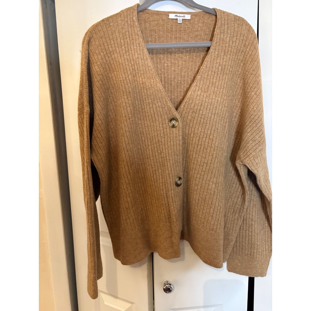 Madewell Camel Ribbed Wool Alpaca Blend Cardigan XXL‎